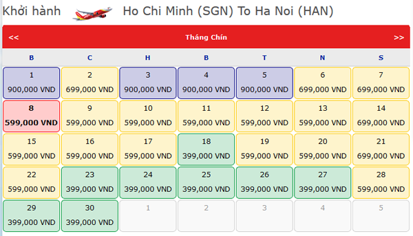 Vé máy bay Hồ Chí Minh Hà Nội