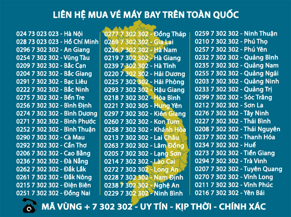 Số điện thoại bán vé máy bay Toàn Quốc