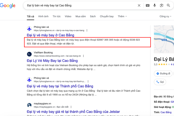Đại lý bán vé máy bay tại Cao Bằng